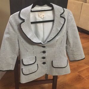 Nanette Lenore black and white stripped jacket.